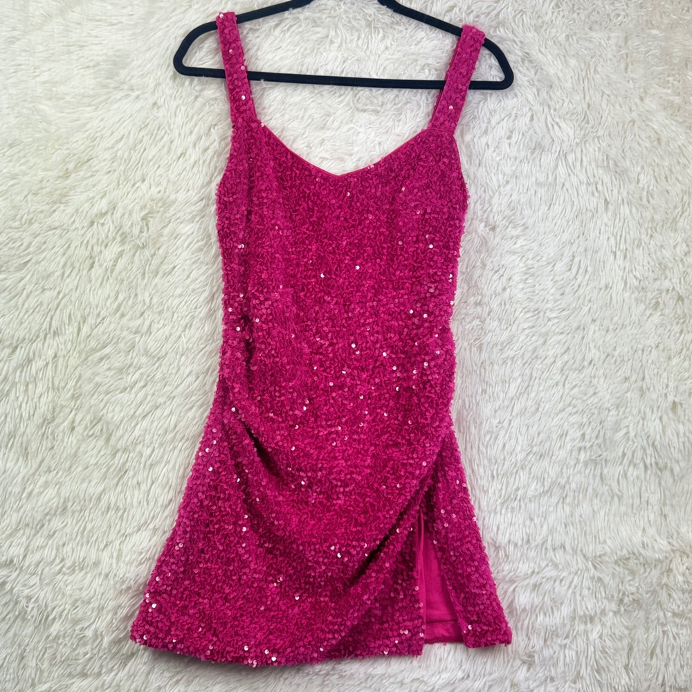 Princess Polly Hot Pink Sequin Mini Dress Size 4